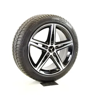 Original 18 Zoll 5 Arm Alufelge Mercedes Winterräder + RDKS A1774010700 Front glanzgedreht innen Schwarz 6,5mm - Bild 5