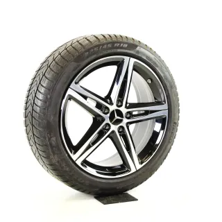 Original 18 Zoll 5 Arm Alufelge Mercedes Winterräder + RDKS A1774010700 Front glanzgedreht innen Schwarz 6,5mm - Bild 4