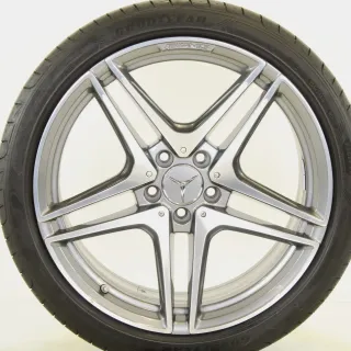 Original Mercedes C Klasse C63 AMG W205 19zoll Sommerräder AMG 5-Doppelspeichen-Rad + RDKS A2054016200 Ferricgrey/glanzgedreht - Bild 4