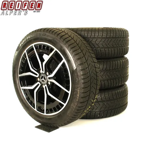 Background image for Original Mercedes EQA H243 EQB X243 AMG 19zoll WINTERRÄDER 19 Zoll + RDKS A2434010500 Schwarz/Hochglanzpoliert