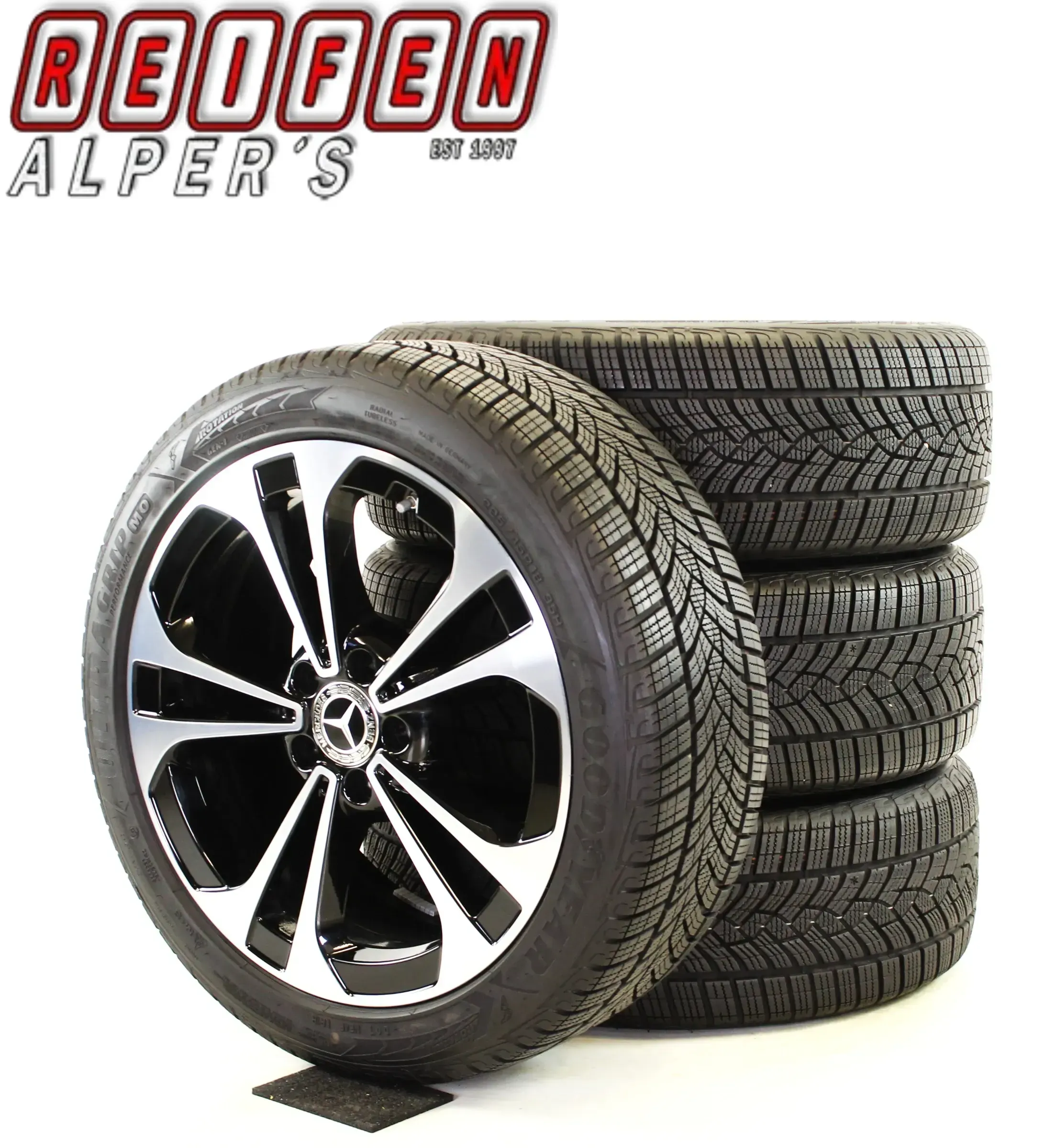 Original Mercedes C Klasse W206 18zoll WINTERRÄDER A2064016200  RDKS A2064016200 Schwarz/Hochglanzpoliert BICOLOR 7,5 // 7,8 mm - Bild 1