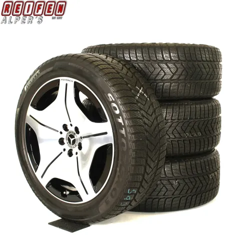Background image for Original Mercedes S Klasse W223 V223 Maybach 19zoll Winterräder 19 Zoll Maybach + RDKS A2234016900 Schwarz, Hochglanzpoliert 7,5mm