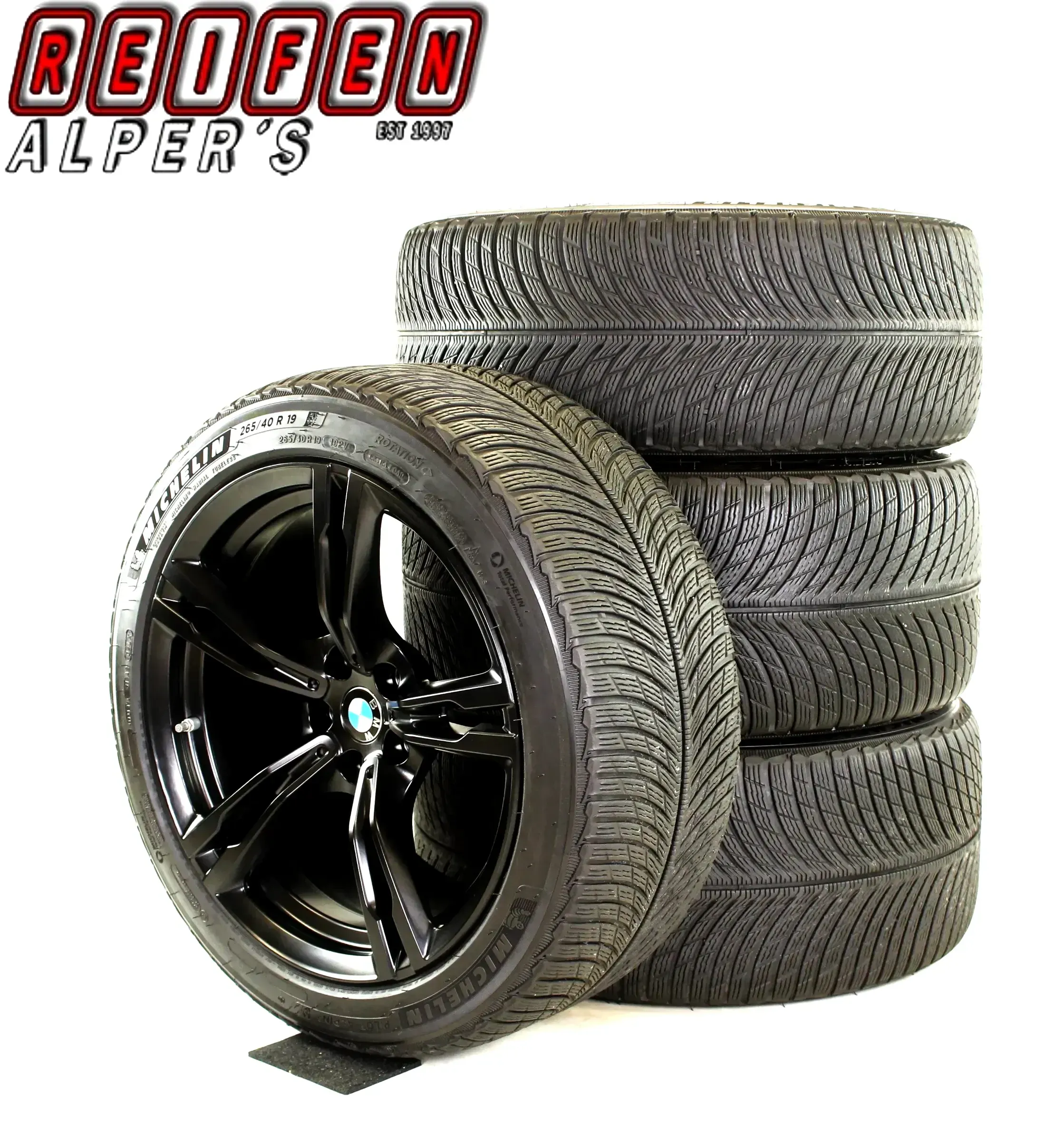 BMW M5 F90 M8 F91 F92 7857075-7857076 M705 19 Zoll Winterräder + RDKS  Schwarz//Matt 6mm Original - Bild 1