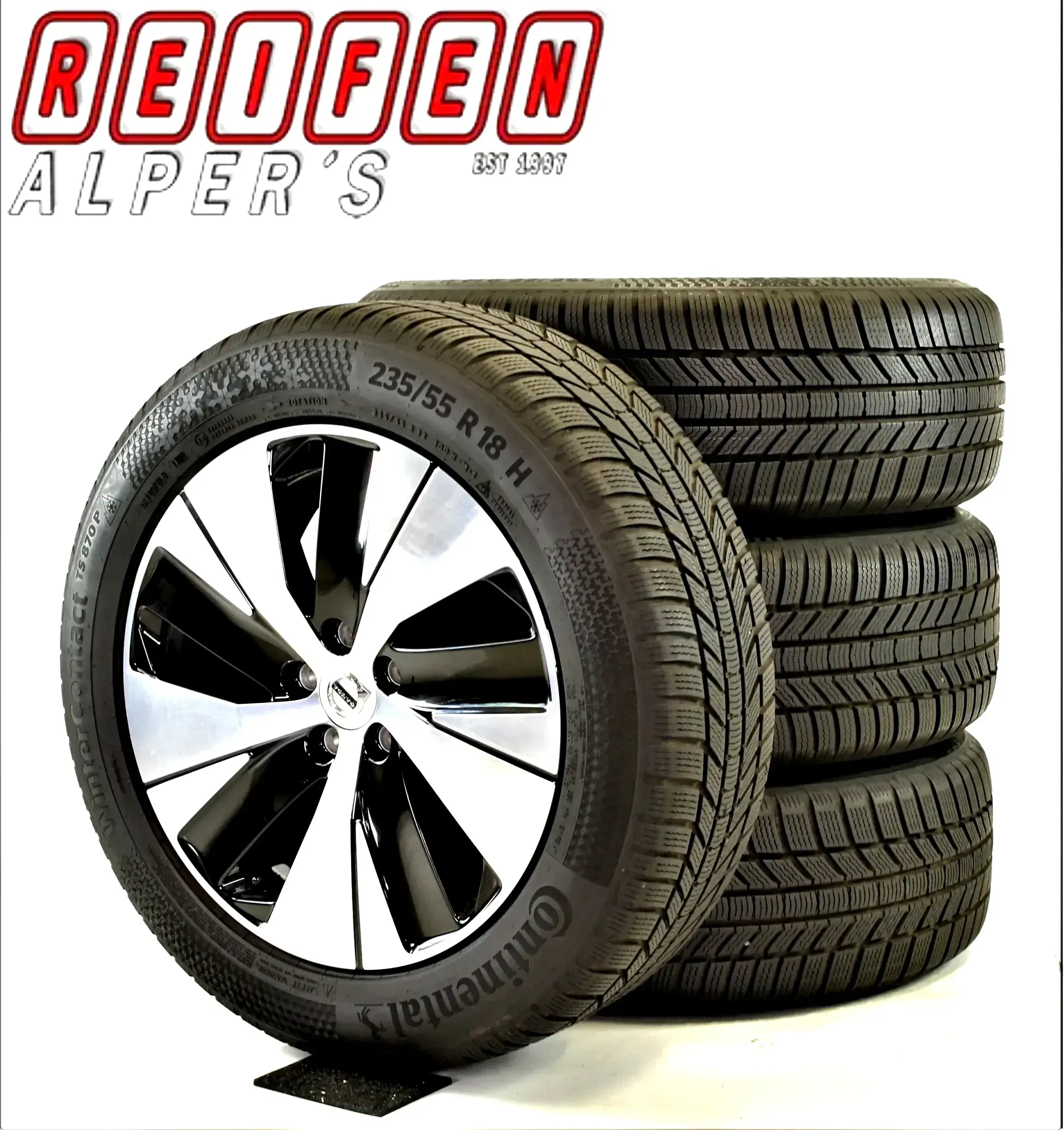 Original VOLVO XC40 18zoll WINTERRÄDER 31680403 WINTERREIFEN 18 Zoll 5-Spoke Black Diamond Cut Winterräder 31680403 Schwarz//Glanzpoliert 7 // 8 mm - Bild 1