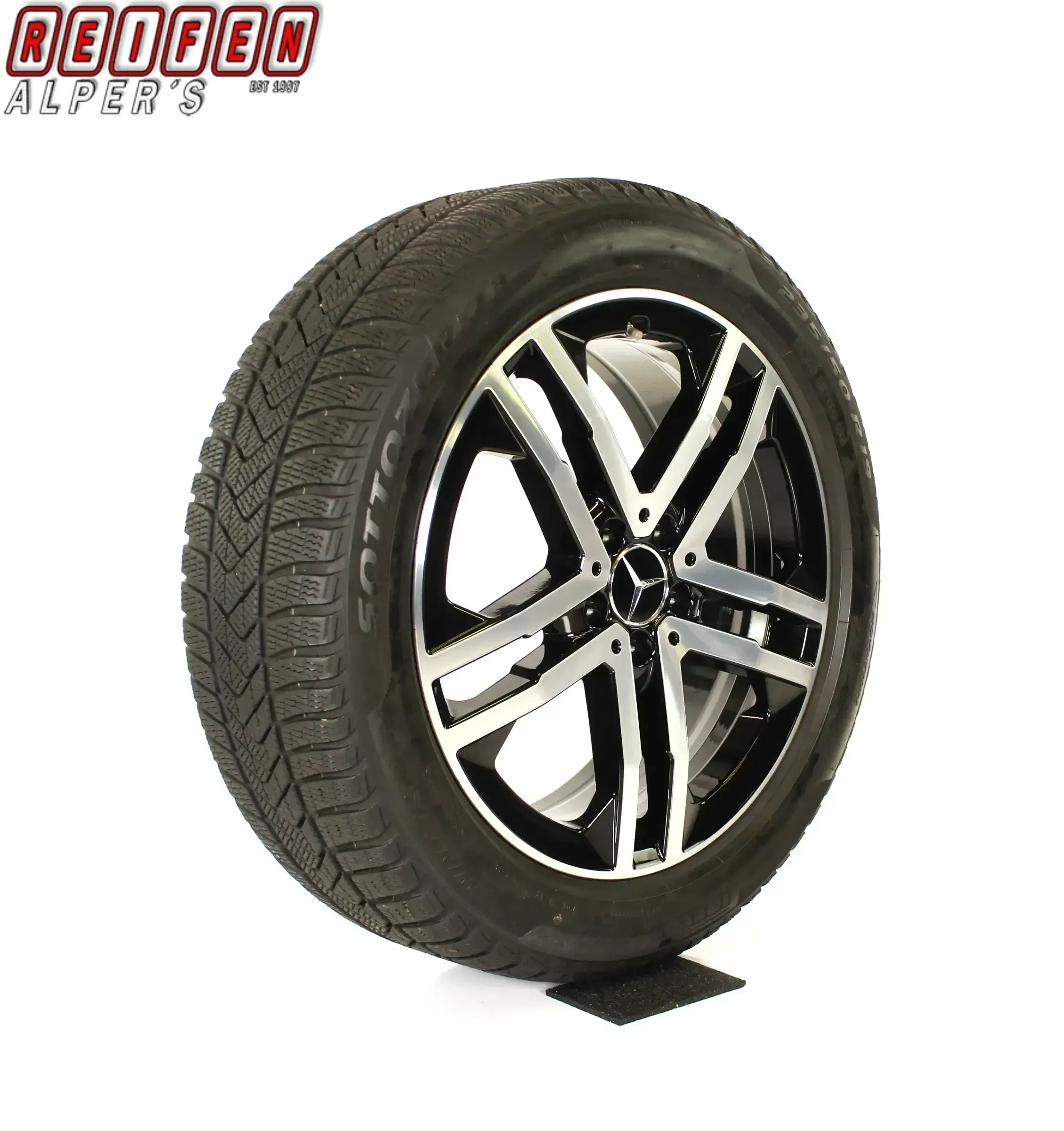 Original Mercedes GLA H247 GLB X247 19 Zoll "5-Doppelspeichen" Winterräder + RDKS A2474013900 7X23 schwarz glanzgedreht 7 // 7,9 mm - Bild 1