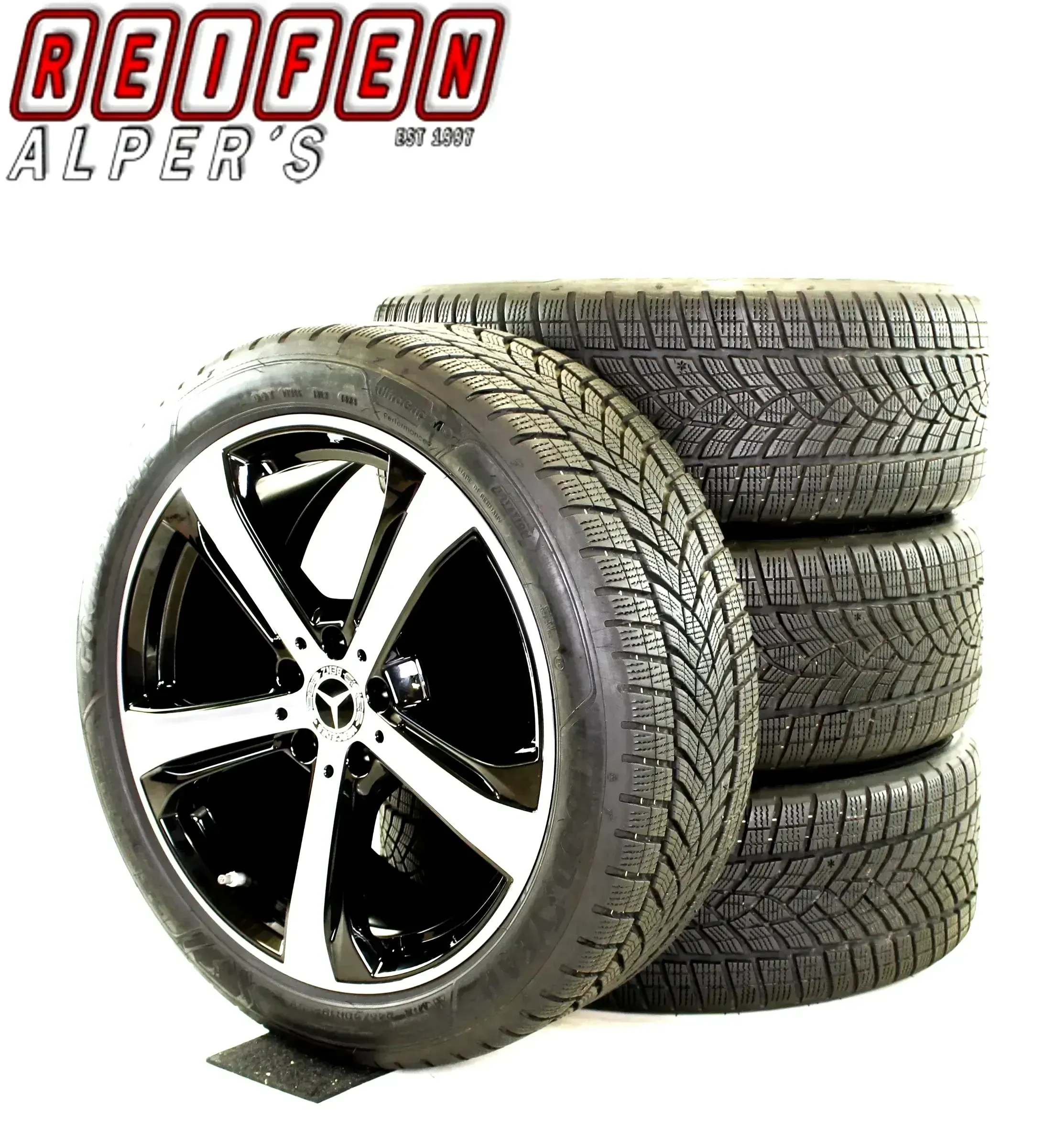 Original Mercedes C Klasse X206 ALL TERRAIN 19zoll WINTERRÄDER A2064015800 5-Arm-Desing Winterräder +rdk  Glanzschwarz-frontgedreht 7,6mm - Bild 1